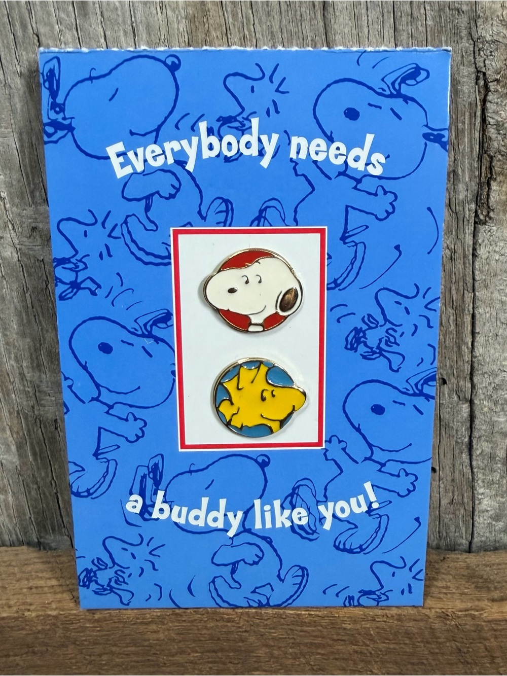 1990's Hallmark Peanuts Enamel Pins - 1 Snoopy & 1 Woodstock -"A Buddy Like You"